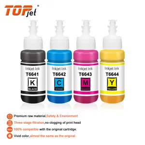 Topjet Bottle 664 T6641 6642 6643 6644 Refill Kit Ink Water Based Bulk Dye Ink Compatible For Epson L355 L382 L100 L210 Printer