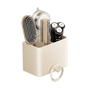 Suction Mounted Bathroom Organizer Rectangular Wall <b>Shelf</b> With <b>Hook</b> For Razor Comb Toothpaste Storage Corner Mount Durable - Product Image 5