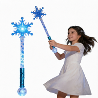 Bâton lumineux LED flocon de neige bleu clignotant en fibre optique, bâton lumineux de fête en plastique, cadeau de fête princesse pour Noël