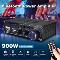 AirAux AS-22 Mini Hi-Fi Dijital 900W Kablosuz 2.0 Kanal Güç Amplifikatörü Araba Ev Ses Sistemi Subwoofer Hoparlörler FM AUX MP3