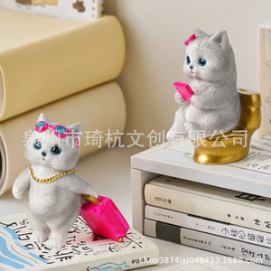 ตุ๊กตาแมวน่ารักใส่แว่นตาและแล็ปท็อป ของตกแต่งเรซิ่นสำหรับบ้าน สำนักงาน โต๊ะทำงาน ของขวัญ - Product Image 4