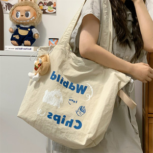 Sac fourre-tout en toile de coton réutilisable esthétique coréen personnalisé pour les femmes Pliage durable écologique pour l'épicerie de plage en plein air - Product Image 2
