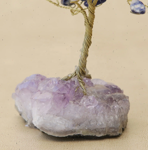 Árbol de piedras preciosas de sodalita con Base de amatista, cristal curativo tallado, figurita Solar, árbol, decoración artística, regalos - Product Image 2