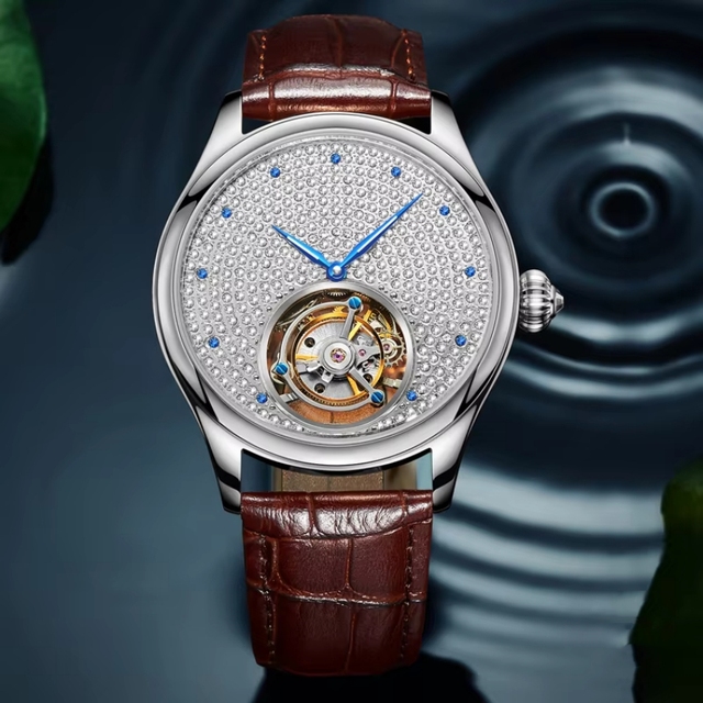 Factory OEM 42mm Luxury Classic Men's Diamond Watch 316L Stainless Steel Automatic Unisex Tourbillon Watch
