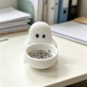 Vassoio portaoggetti fantasma stampato in 3D, decorazione da scrivania di Halloween, portacandele, diffusore di aromi, piccolo organizer - Product Image 4