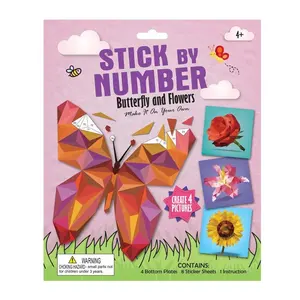Diy Children cute cartoon 4 kind butterfly and flower craft kit Set educational toys arts and crafts paint by Stickers for kids