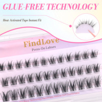 Cils en grappe pré-collés en gros, style 3D volumineux, légers, longueurs mixtes 10-14mm, courbure D, sans colle, pose facile