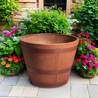 Nouveau design de pots en plastique pour plantes d'intérieur, vase au design minimaliste pour jardin, pot de fleurs en forme de demi-baril