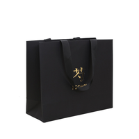 Emballage de vente au détail pour magasin de vêtements noirs de luxe personnalisé sac de transport sac à provisions en papier de boutique pour vêtements avec logo imprimé