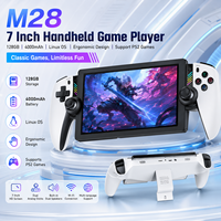 Lecteur de jeux portable M28 avec écran IPS de 7 pouces, 20000 jeux intégrés, système Linux, design ergonomique, prend en charge les jeux PS2