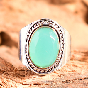 925พลอยพลอยเพชรทรงรีสีเงินแหวนแต่งงานควาคาลซิโดนีสีทึบสำหรับงานเลี้ยงครบรอบขายส่ง - Product Image 1