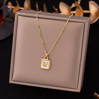 Collier en acier inoxydable de luxe exquis pour enfants, chaîne de clavicule simple et originale, pendentif plaqué or