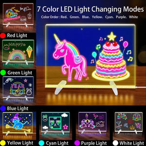 <span class=keywords><strong>Pizarra</strong></span> de Mensajes Acrílica <span class=keywords><strong>con</strong></span> <span class=keywords><strong>Luz</strong></span> LED de 7 Colores y Soporte Luminoso <span class=keywords><strong>para</strong></span> Escritorio de Casa, <span class=keywords><strong>Pizarra</strong></span> de Borrado en Seco <span class=keywords><strong>para</strong></span> Dibujo Infantil - Product Image 5