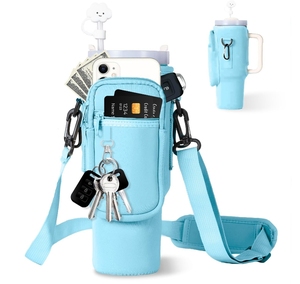 Bolsa de transporte de botella de agua de neopreno rosa azul personalizada moderna para vaso de 40Oz - Product Image 3