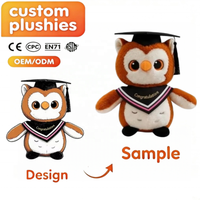 Peluche Hibou Personnalisée pour la Remise des Diplômes, Vente en Gros, Fabricant OEM ODM, Peluche Hibou Douce Rembourrée avec Toque de Remise des Diplômes, Cadeau de Remise des Diplômes Personnalisé