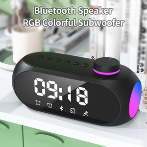 Không dây Loa di động với FM Đài phát thanh RGB ánh sáng ban đêm Kép Đồng hồ báo thức Loa siêu trầm MP3 máy nghe nhạc máy tính để bàn đồng hồ USB sạc - Product Image 2