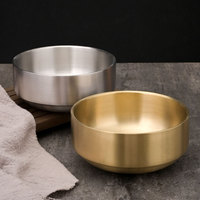 Bol de nourriture coréen, bol en acier inoxydable 304, bol à riz coréen, double bol à soupe commercial, petit bol en or anti-chaud