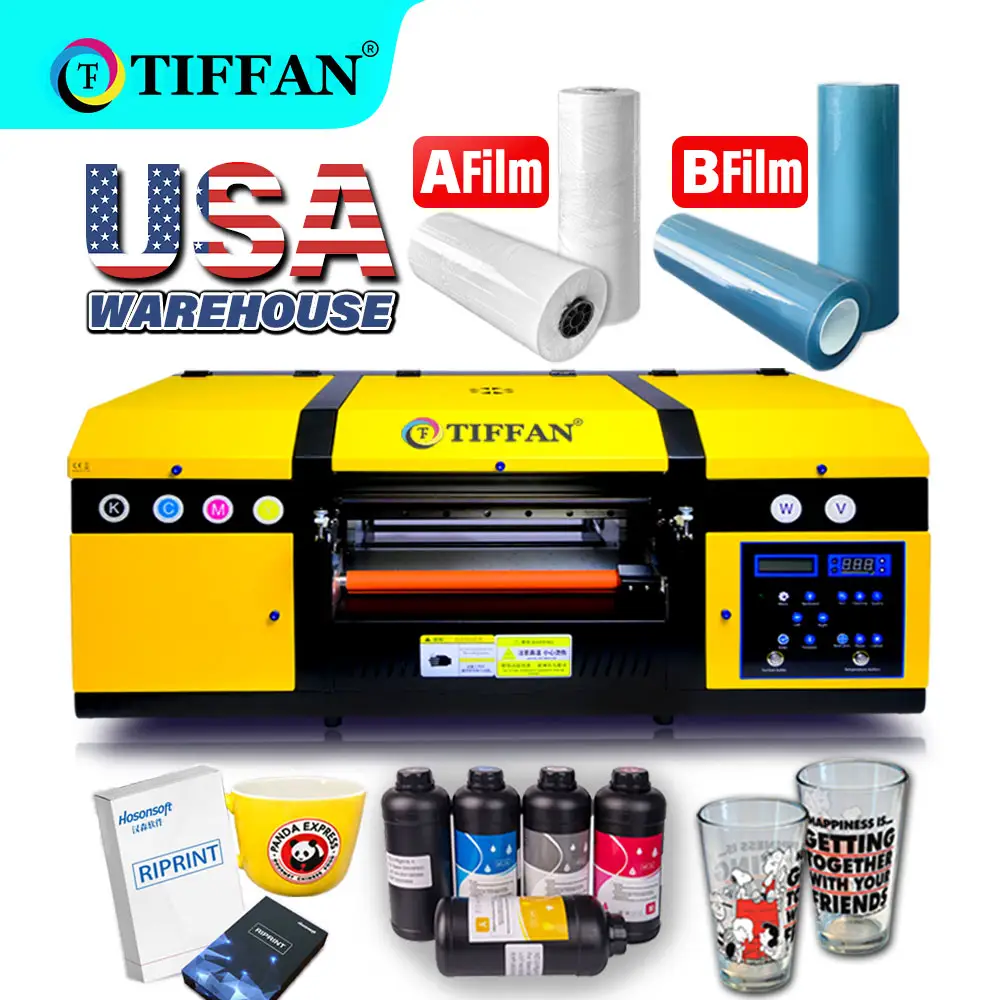 TIFFAN UV DTF Impressora Rolo A Rolo Envoltório Do Copo Etiqueta Impressora 30cm A/B Filme 2 em 1 XP600 Impressora UVDTF Máquina
