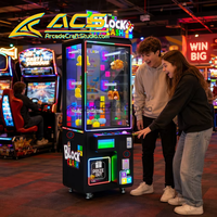 Máquina de Premios Operada con Monedas ACS Block Clash Brick Stacker, Juego LUCK con Pantalla LED, Canje de Juguetes de Peluche, Arcade, 1 Año de Garantía en Inglés
