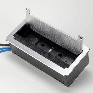 Prise de courant encastrée rabattable, indice de protection IP44, 10A, prise de courant de bureau multi-prises, 2 prises, port USB, dissimulée, finition brossée - Product Image 1