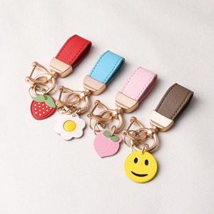 Creative Handmade Fashion Fruit Strawberry Orange Leather Light Keychain Back School High Quality <b>Cute</b> <b>Keyrings</b> Decoration Bag - Product Image 3