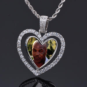 Joyería 2021 superventas moda hiphop joyería Cubic Zircon foto personalizada colgante collar - Product Image 2