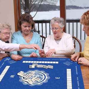 Tapis de mahjong durable bleu et rose, antidérapant, en caoutchouc, silencieux, avec bordure verrouillable, lavable, impression <span class=keywords><strong>HD</strong></span> pour jeux de société multijoueurs - Product Image 6