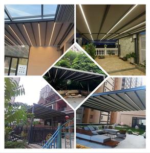 Electric Bioclimatic Luxury Aluminum Alloy &amp; PVC <strong>Retractable</strong> <strong>Roof</strong> Pergola <strong>Gazebo</strong> with Remote Control Rainproof Customizable Size - Product Image 5