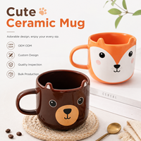 Tasse à café en céramique avec poignée en forme d'animal mignon, résistante aux hautes températures, logo personnalisé, mug de couple, dessin animé