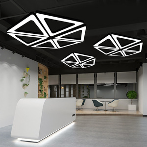 Plafonnier LED géométrique moderne en acier inoxydable, design carré, hauteur réglable, corps doré, haute luminosité 3500K lumière du jour - Product Image 1