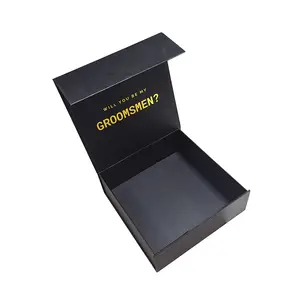 Xiamen Hersteller Preis Benutzer definiertes Logo Starre Pappe Faltbares Verschluss papier Schwarz Magnet verpackung Geschenk box Verpackungs artikel