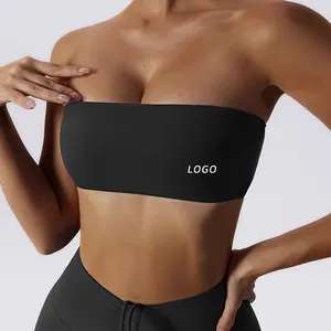 Women Clothing Custom Gym Backless Crop Top Bra Active Wear Yoga Workout Fitness Boob Tube Top