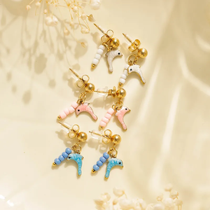 ต่างหูรูปปลาโลมา สไตล์มหาสมุทร ชุบทอง 18K บนสแตนเลสสตีล 304 ชุบสูญญากาศ ดีไซน์หรูหรา สำหรับผู้หญิง เครื่องประดับสุดสง่างาม - Product Image 4