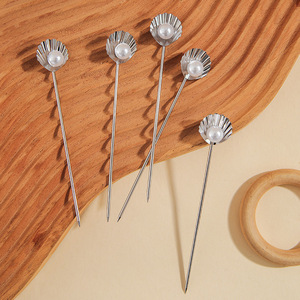 Brochetas de Acero Inoxidable 304 para Frutas, Brochetas Creativas con Forma de Concha de Perla para Postres, Brochetas Lindas para Pasteles y Repostería, Venta al por Mayor - Product Image 3