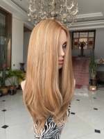 SHY Sheitel en cheveux humains, base en soie, cheveux vierges bruts de qualité supérieure, couleur blonde, construction de bonnet respirant, marque privée