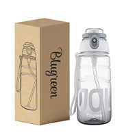 Bouteille d'eau de sport motivante en plastique Tritan sans BPA de 1 L (32 oz), anti-fuite, avec marqueur de temps, pour la rentrée scolaire et les activités de plein air