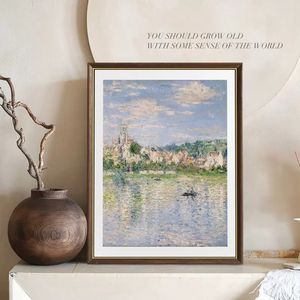 Décor à la maison carton <span class=keywords><strong>paysage</strong></span> œuvre Antique cadre en bois décoratif toile mur Art Claude <span class=keywords><strong>Monet</strong></span> <span class=keywords><strong>peinture</strong></span> - Product Image 3