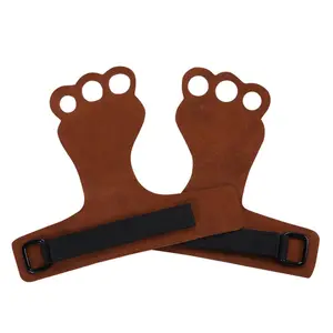 Gym Fitness Fit Gymnastics Hand Grips Palm Protector 3 holes Leather Hand Guard
