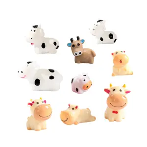 lovely 3d artificial farm animal miniature cow resin handcraft for diy decoration