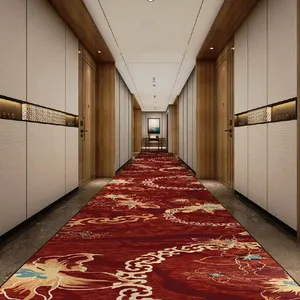 定制住宅金色红色花卉墙到墙宴会地毯环保地板尼龙6几何图案酒店地毯