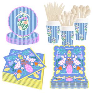 DAMAI <b>Easter</b> Party Supplies Party Disposable Tableware Set Birthday Favor for 8 Guests Bunny Eggs Paper Plates Cups <b>Napkins</b> - Product Image 4