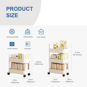 Vente chaude 5 niveaux pratique artisanat organisateur Handcart 3 chariots de rangement roulants en plastique roues pour bureau à domicile école Salon de beauté - Product Image 3