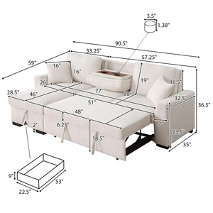 Nouveau design canapés modulaires blancs multifonctions ensemble <span class=keywords><strong>de</strong></span> canapés <span class=keywords><strong>de</strong></span> salon canapé-<span class=keywords><strong>lit</strong></span> coulissant pliant avec rangement <span class=keywords><strong>porte</strong></span>-gobelet pour <span class=keywords><strong>la</strong></span> maison - Product Image 6