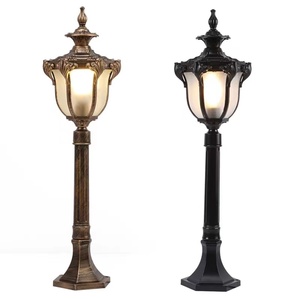 Lampadaire de jardin extérieur en laiton, LED blanc chaud, abat-jour en verre, IP66, AC 220V, garantie 10 ans, détecteur de mouvement, alimentation solaire, intensité variable - Product Image 1