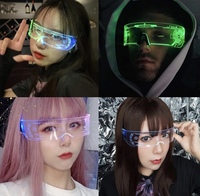 Lunettes lumineuses Lunettes pare-soleil LED 7 couleurs et 5 modes, lunettes lumineuses pour barre de fête cosplay Halloween