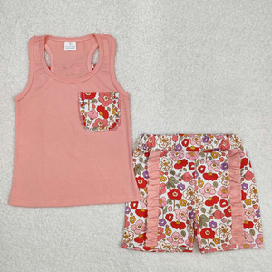 Set di vestiti all'ingrosso per bambine e bambine senza maniche canotte con volant Shorts primavera estate abbigliamento per bambini - Product Image 2