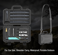 Bâton de randonnée multifonctionnel lumineux en alliage d'aluminium, kit de survie pour le camping, support de téléphone, multi-outils, étui rigide