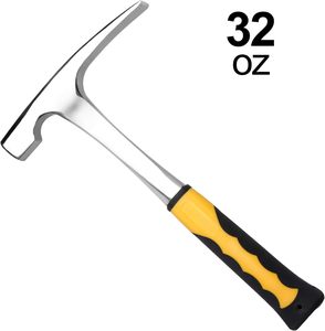 Martello da roccia a testa piatta con manico in fibra di vetro per prospezione geologica e attività minerarie, progettato per lavori di muratura - Product Image 2