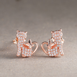 Boucles d'oreilles clous papillon chat pour femme, design animal mignon, accessoires d'oreille pour le bureau et le quotidien - Product Image 6