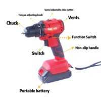 Mini perceuse professionnelle 12V 10mm, perceuse de haute qualité d'origine chinoise, perceuse sans fil à deux batteries et une charge